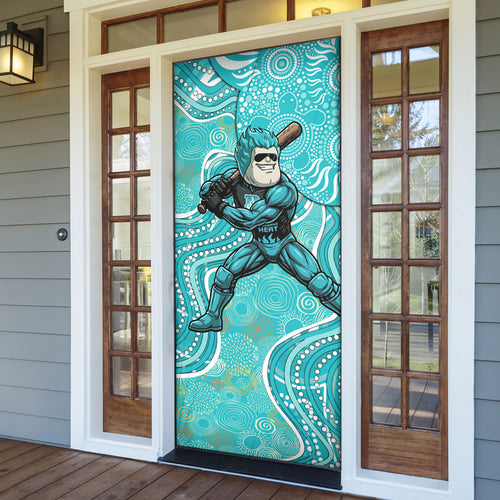 Brisbane Heat Door Cover Indigenous Dot Art Superhero Batter Tribal Pattern