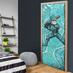 Brisbane Heat Door Cover Indigenous Dot Art Superhero Batter Tribal Pattern