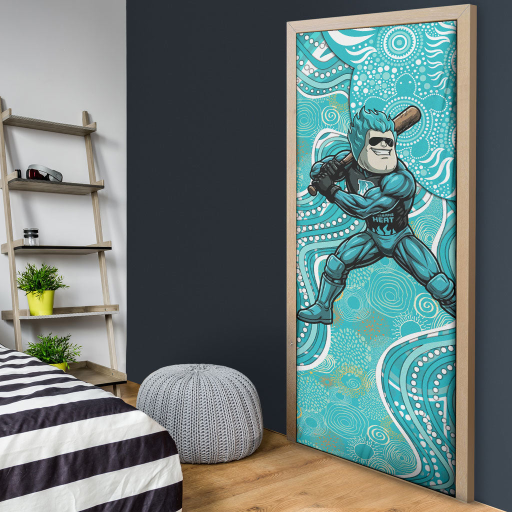 Brisbane Heat Door Cover Indigenous Dot Art Superhero Batter Tribal Pattern