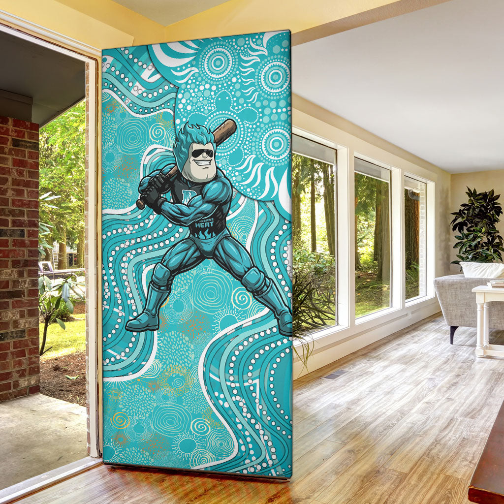 Brisbane Heat Door Cover Indigenous Dot Art Superhero Batter Tribal Pattern