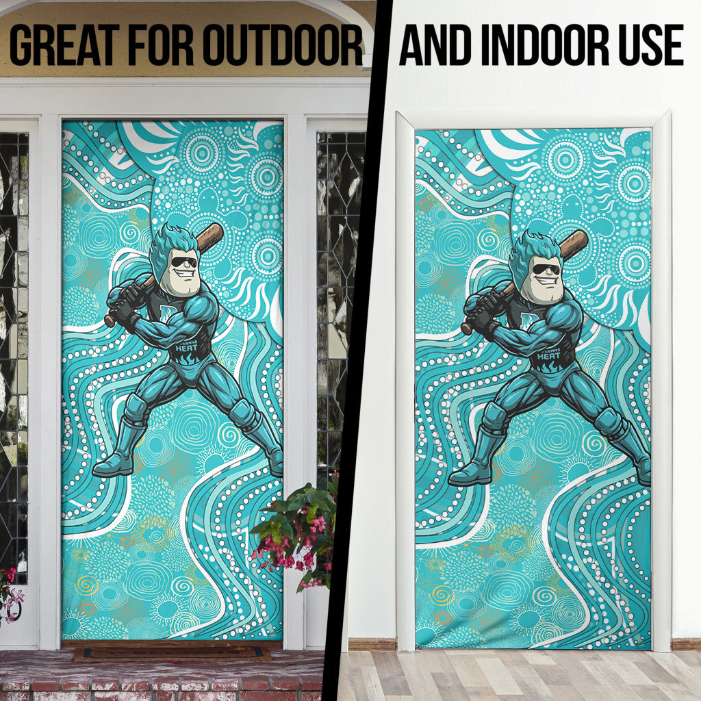 Brisbane Heat Door Cover Indigenous Dot Art Superhero Batter Tribal Pattern