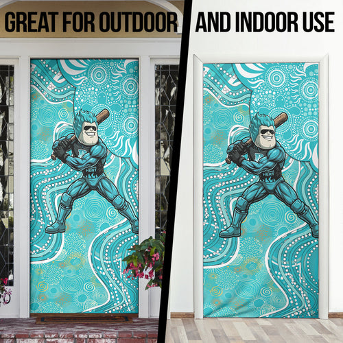 Brisbane Heat Door Cover Indigenous Dot Art Superhero Batter Tribal Pattern