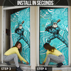 Brisbane Heat Door Cover Indigenous Dot Art Superhero Batter Tribal Pattern