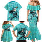 Brisbane Heat Family Matching Mermaid Dress and Hawaiian Shirt Indigenous Dot Art Superhero Batter Tribal Pattern