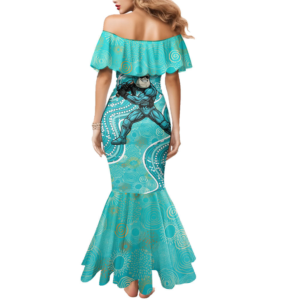 Brisbane Heat Family Matching Mermaid Dress and Hawaiian Shirt Indigenous Dot Art Superhero Batter Tribal Pattern