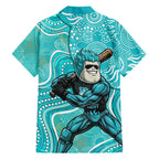 Brisbane Heat Family Matching Off Shoulder Short Dress and Hawaiian Shirt Indigenous Dot Art Superhero Batter Tribal Pattern