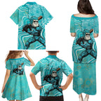 Brisbane Heat Family Matching Puletasi and Hawaiian Shirt Indigenous Dot Art Superhero Batter Tribal Pattern