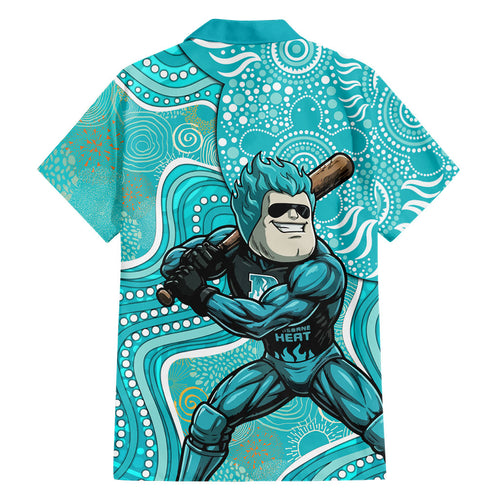 Brisbane Heat Family Matching Short Sleeve Bodycon Dress and Hawaiian Shirt Indigenous Dot Art Superhero Batter Tribal Pattern