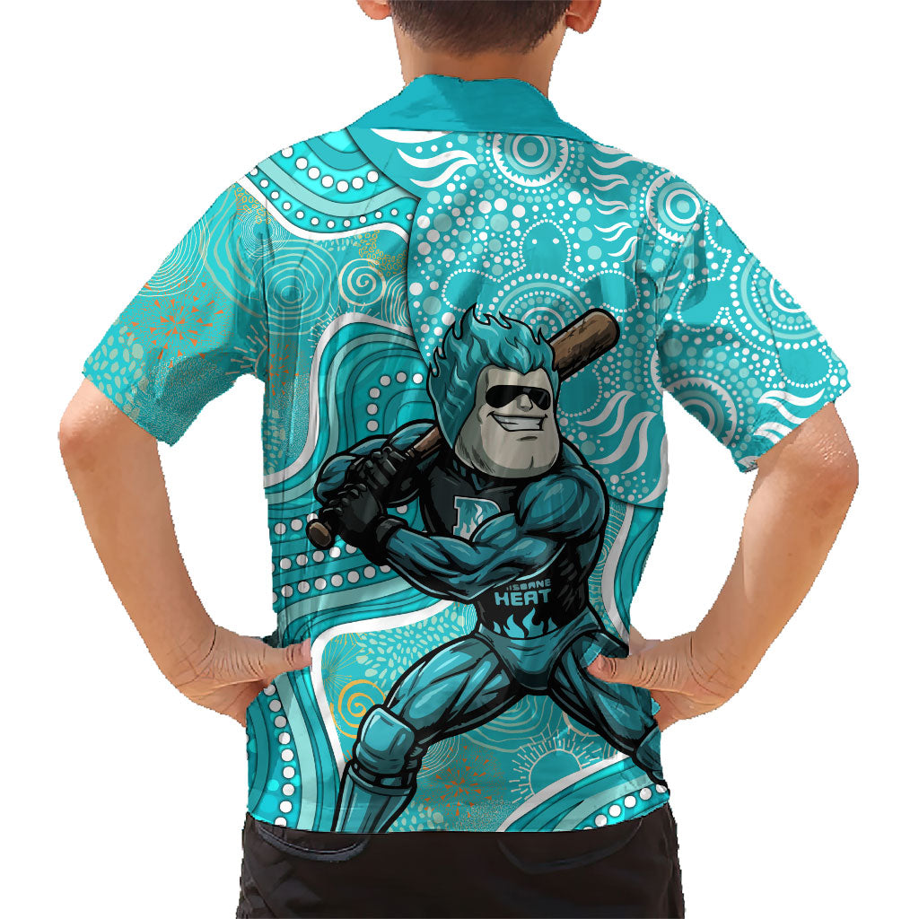 Brisbane Heat Family Matching Summer Maxi Dress and Hawaiian Shirt Indigenous Dot Art Superhero Batter Tribal Pattern