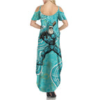 Brisbane Heat Family Matching Summer Maxi Dress and Hawaiian Shirt Indigenous Dot Art Superhero Batter Tribal Pattern