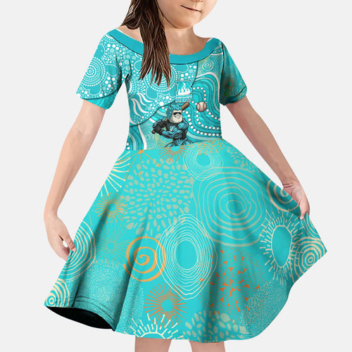 Brisbane Heat Family Matching Tank Maxi Dress and Hawaiian Shirt Indigenous Dot Art Superhero Batter Tribal Pattern