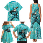 Brisbane Heat Family Matching Tank Maxi Dress and Hawaiian Shirt Indigenous Dot Art Superhero Batter Tribal Pattern