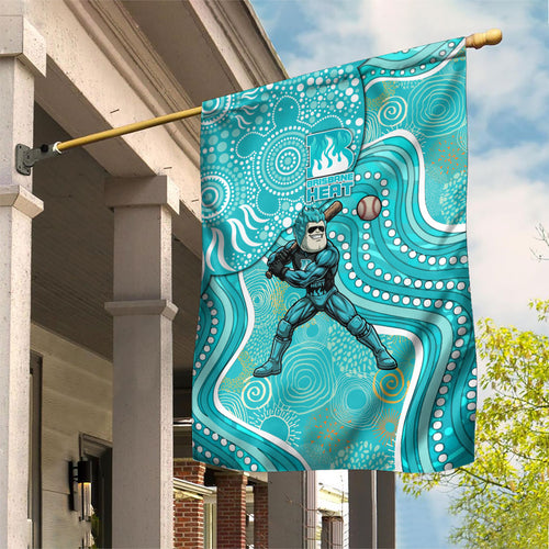 Brisbane Heat Garden Flag Indigenous Dot Art Superhero Batter Tribal Pattern