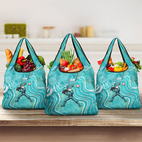 Brisbane Heat Grocery Bag Indigenous Dot Art Superhero Batter Tribal Pattern