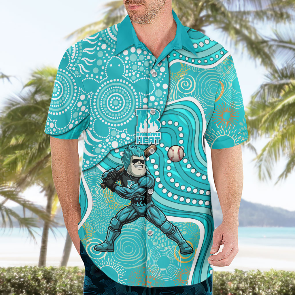 Brisbane Heat Hawaiian Shirt Indigenous Dot Art Superhero Batter Tribal Pattern