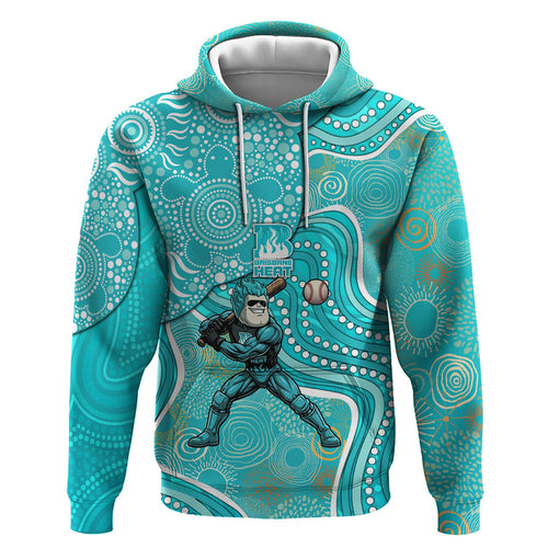 Brisbane Heat Hoodie Indigenous Dot Art Superhero Batter Tribal Pattern