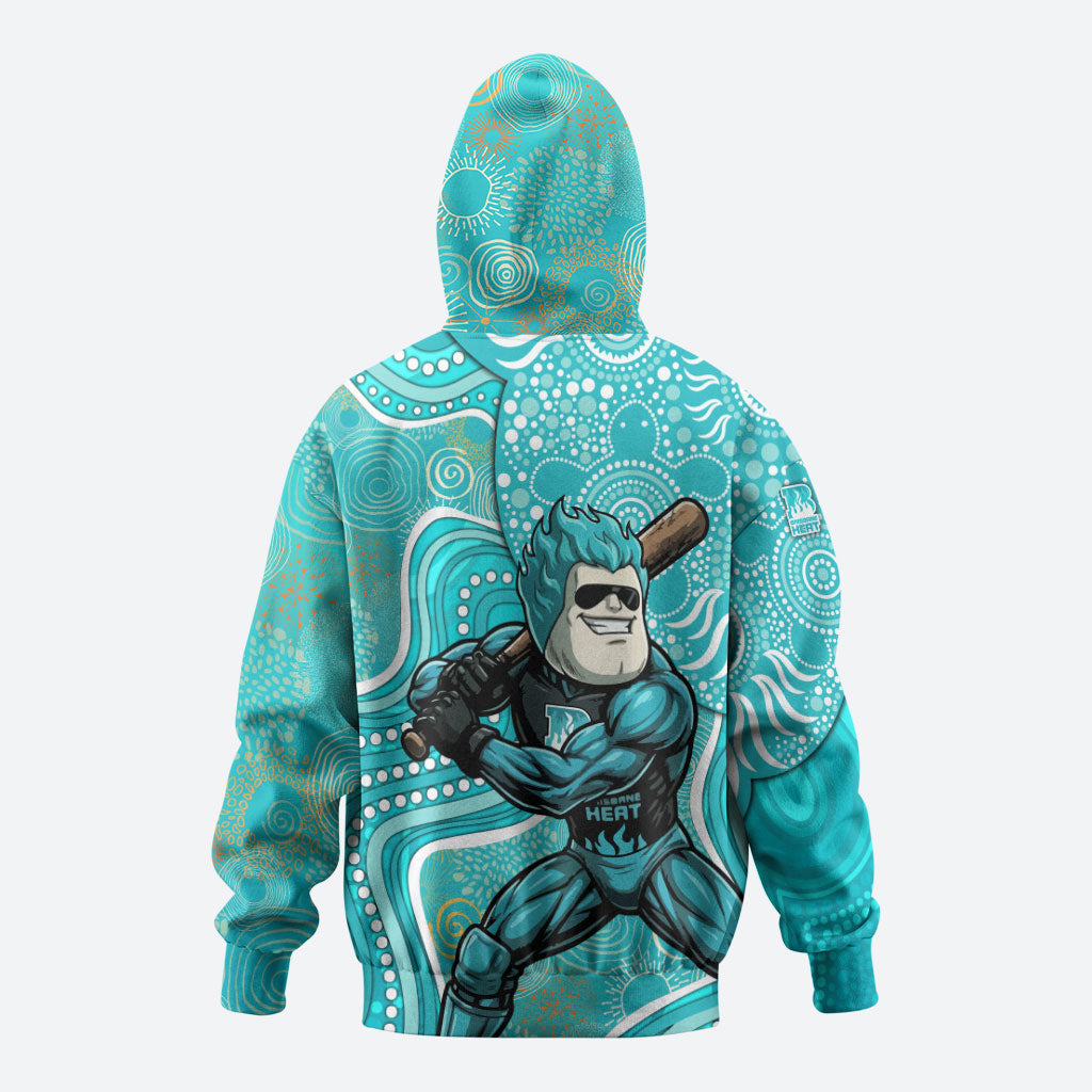 Brisbane Heat Hoodie Indigenous Dot Art Superhero Batter Tribal Pattern
