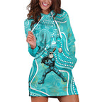 Brisbane Heat Hoodie Dress Indigenous Dot Art Superhero Batter Tribal Pattern