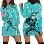 Brisbane Heat Hoodie Dress Indigenous Dot Art Superhero Batter Tribal Pattern