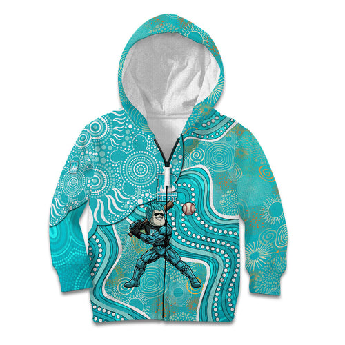Brisbane Heat Kid Hoodie Indigenous Dot Art Superhero Batter Tribal Pattern