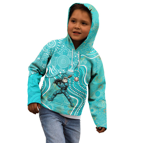 Brisbane Heat Kid Hoodie Indigenous Dot Art Superhero Batter Tribal Pattern