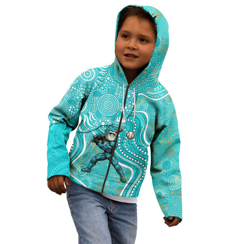 Brisbane Heat Kid Hoodie Indigenous Dot Art Superhero Batter Tribal Pattern