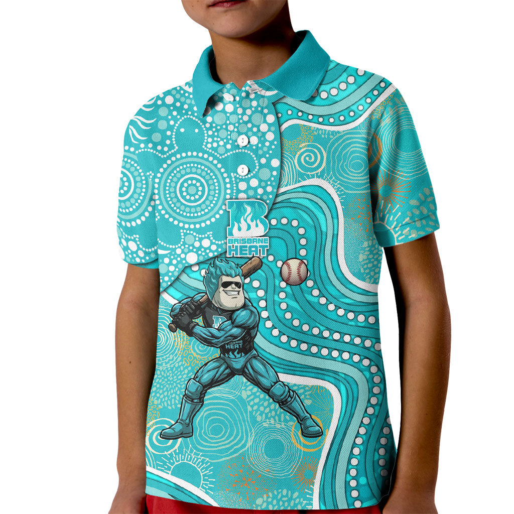 Brisbane Heat Kid Polo Shirt Indigenous Dot Art Superhero Batter Tribal Pattern