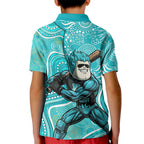 Brisbane Heat Kid Polo Shirt Indigenous Dot Art Superhero Batter Tribal Pattern
