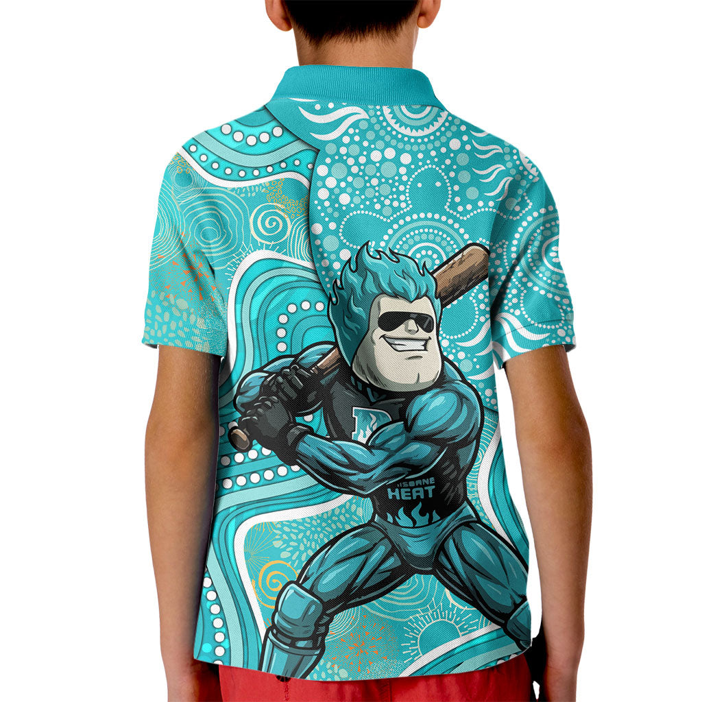 Brisbane Heat Kid Polo Shirt Indigenous Dot Art Superhero Batter Tribal Pattern