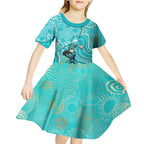 Brisbane Heat Kid Short Sleeve Dress Indigenous Dot Art Superhero Batter Tribal Pattern