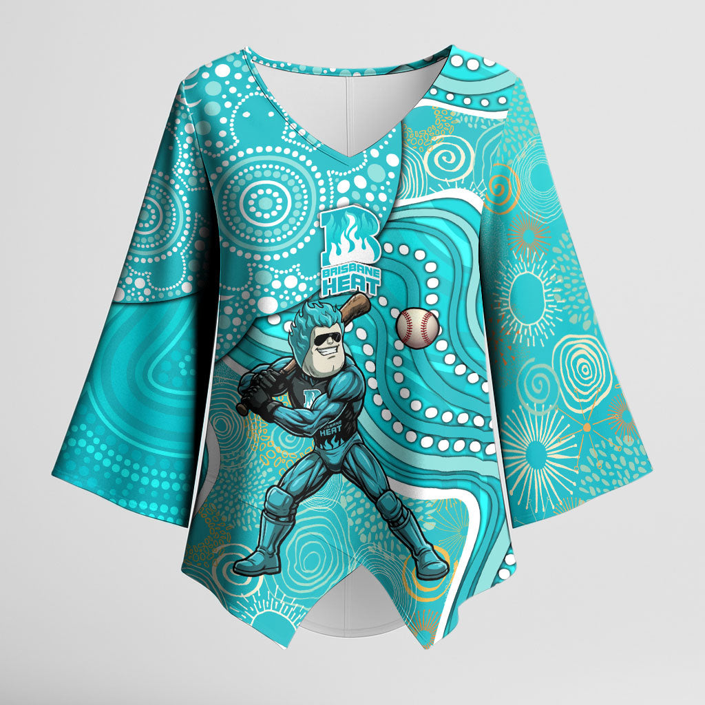 Brisbane Heat Kimono Sleeve Blouse Indigenous Dot Art Superhero Batter Tribal Pattern