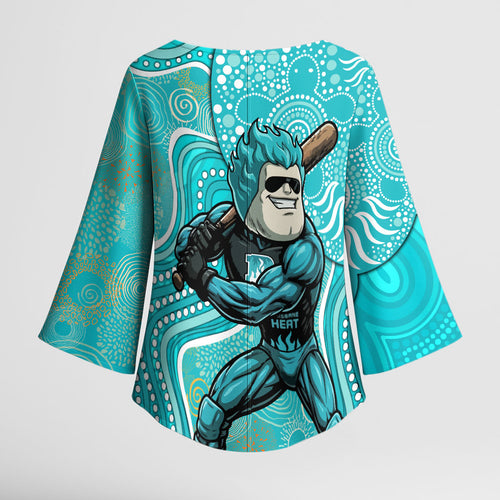 Brisbane Heat Kimono Sleeve Blouse Indigenous Dot Art Superhero Batter Tribal Pattern