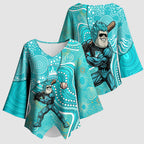 Brisbane Heat Kimono Sleeve Blouse Indigenous Dot Art Superhero Batter Tribal Pattern