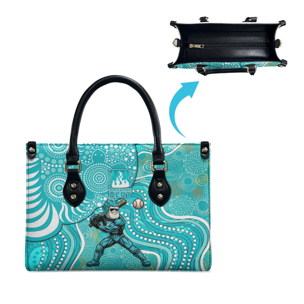 Brisbane Heat Leather Bag Indigenous Dot Art Superhero Batter Tribal Pattern