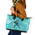 Brisbane Heat Leather Tote Bag Indigenous Dot Art Superhero Batter Tribal Pattern