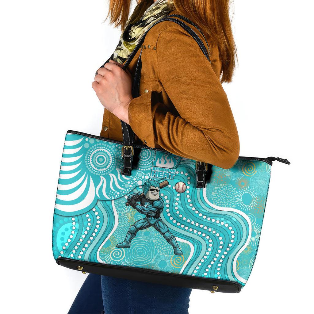 Brisbane Heat Leather Tote Bag Indigenous Dot Art Superhero Batter Tribal Pattern