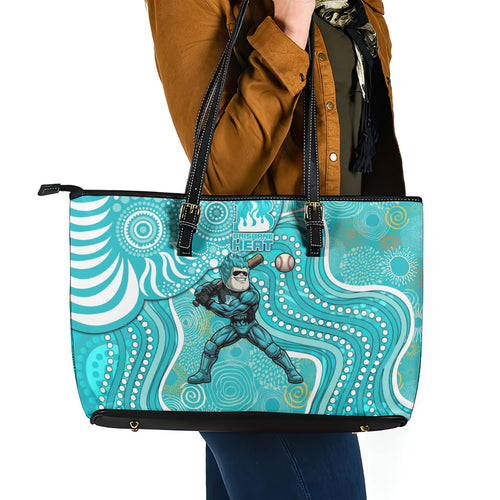 Brisbane Heat Leather Tote Bag Indigenous Dot Art Superhero Batter Tribal Pattern