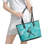 Brisbane Heat Leather Tote Bag Indigenous Dot Art Superhero Batter Tribal Pattern
