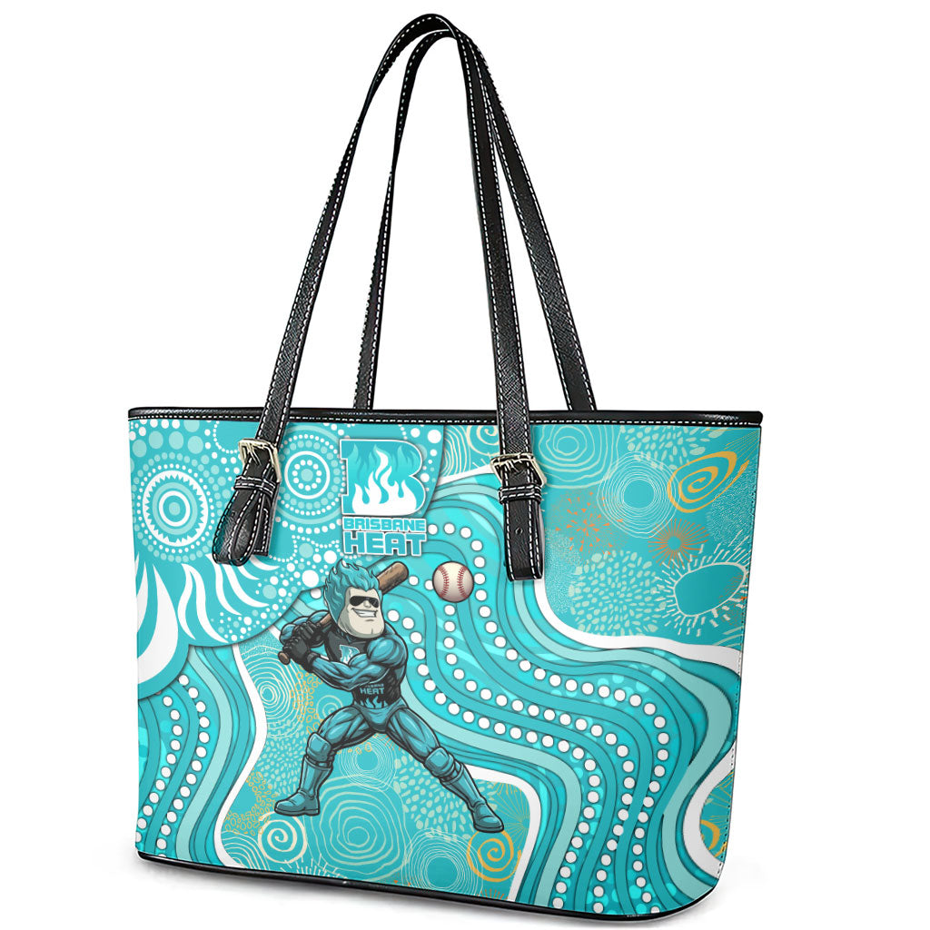 Brisbane Heat Leather Tote Bag Indigenous Dot Art Superhero Batter Tribal Pattern