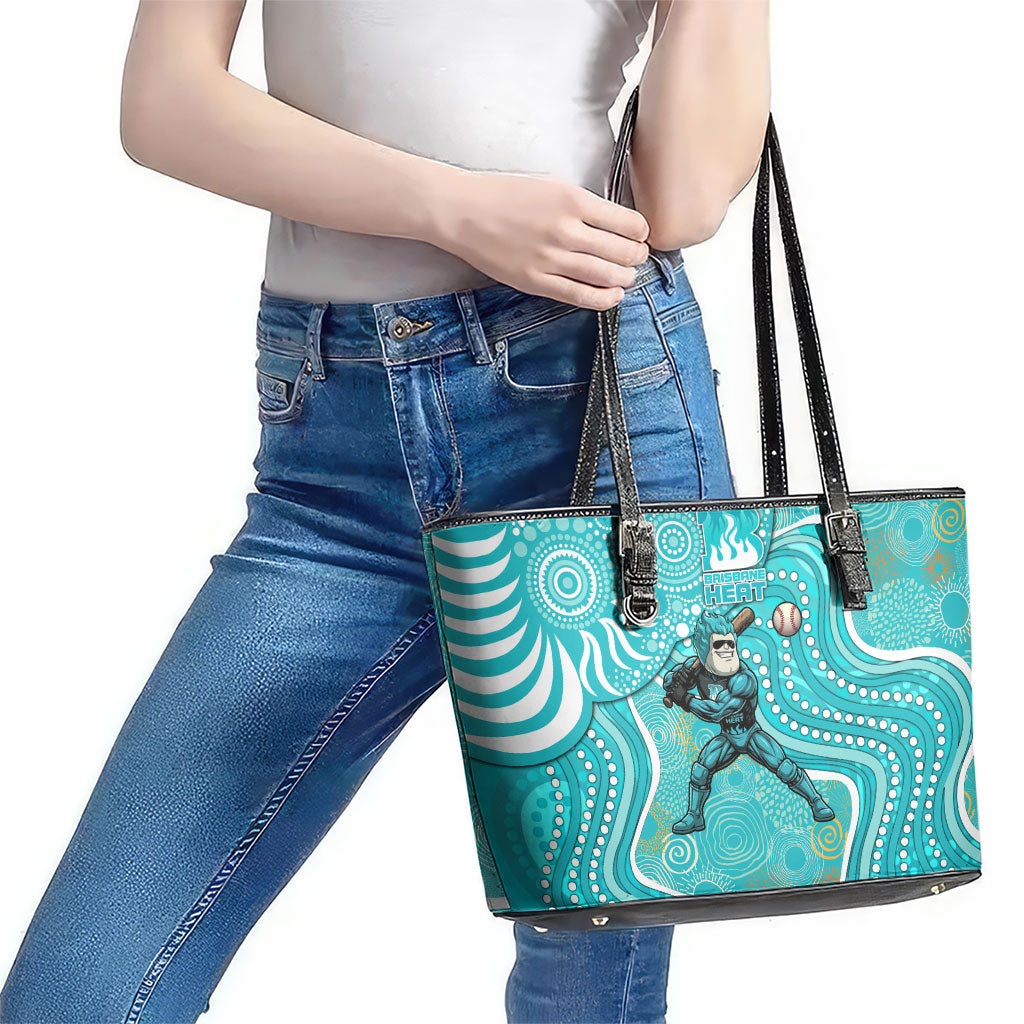 Brisbane Heat Leather Tote Bag Indigenous Dot Art Superhero Batter Tribal Pattern