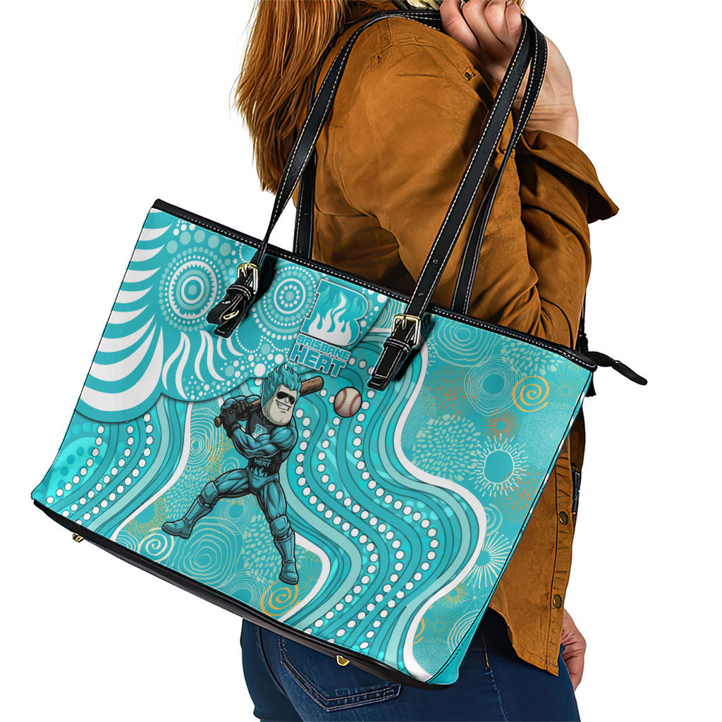 Brisbane Heat Leather Tote Bag Indigenous Dot Art Superhero Batter Tribal Pattern