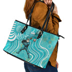Brisbane Heat Leather Tote Bag Indigenous Dot Art Superhero Batter Tribal Pattern