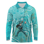Brisbane Heat Long Sleeve Polo Shirt Indigenous Dot Art Superhero Batter Tribal Pattern