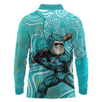 Brisbane Heat Long Sleeve Polo Shirt Indigenous Dot Art Superhero Batter Tribal Pattern