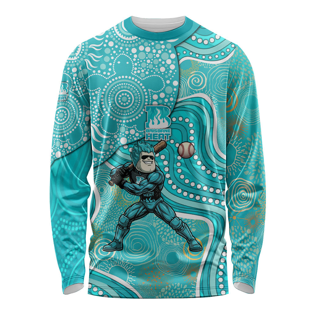 Brisbane Heat Long Sleeve Shirt Indigenous Dot Art Superhero Batter Tribal Pattern