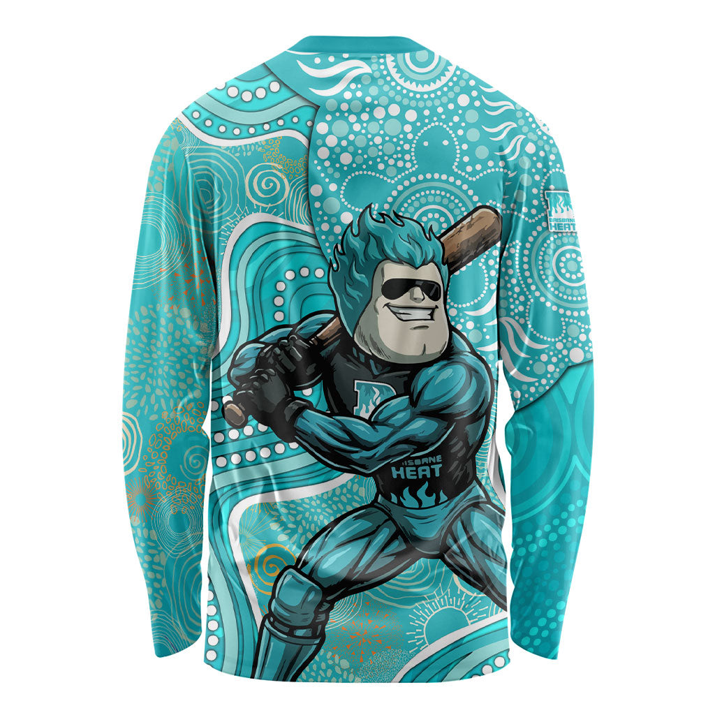 Brisbane Heat Long Sleeve Shirt Indigenous Dot Art Superhero Batter Tribal Pattern
