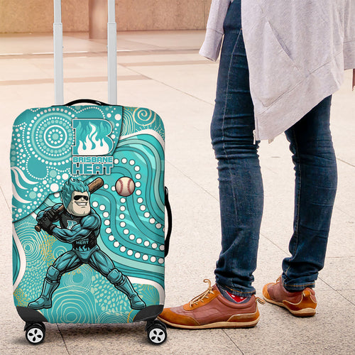 Brisbane Heat Luggage Cover Indigenous Dot Art Superhero Batter Tribal Pattern