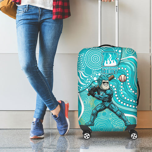 Brisbane Heat Luggage Cover Indigenous Dot Art Superhero Batter Tribal Pattern