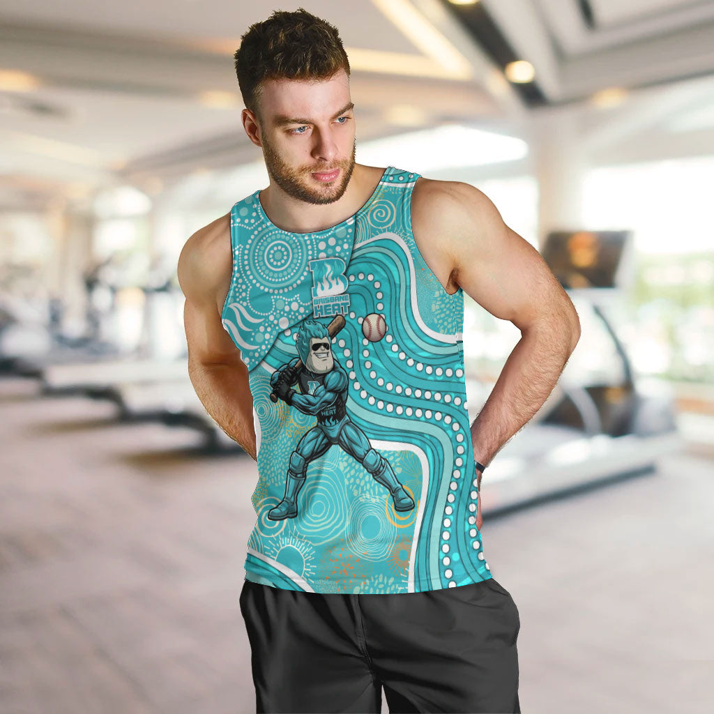 Brisbane Heat Men Tank Top Indigenous Dot Art Superhero Batter Tribal Pattern