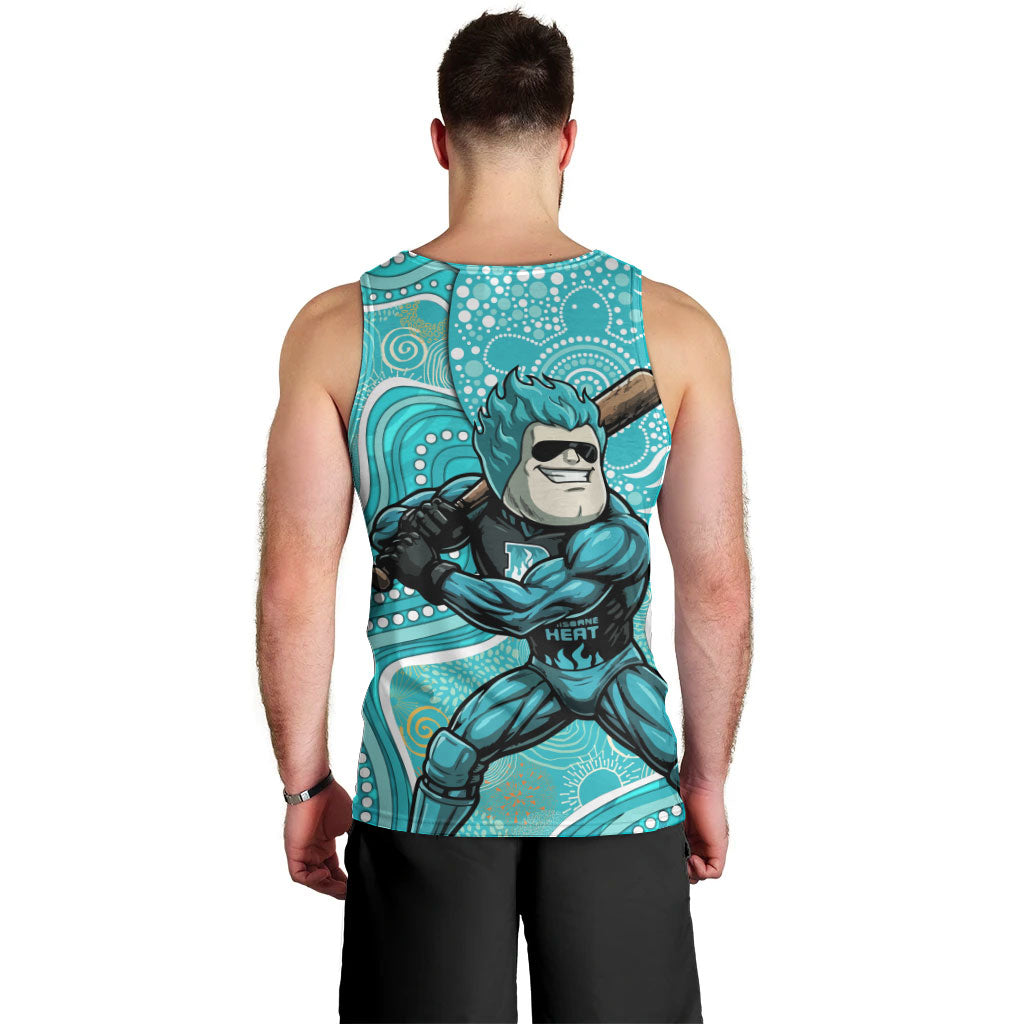 Brisbane Heat Men Tank Top Indigenous Dot Art Superhero Batter Tribal Pattern